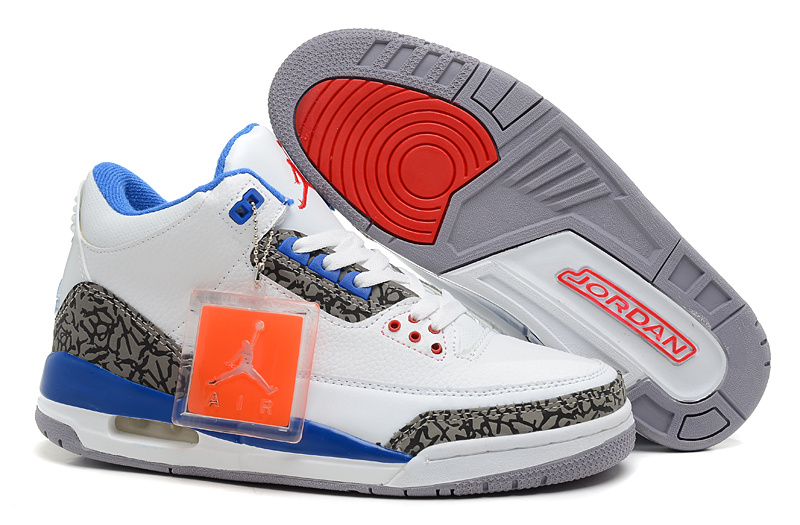 Air Jordan 3 Men Shoes Blue/White/Black Online